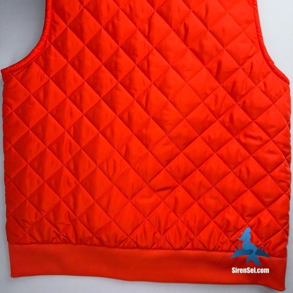 1063 NWT Crown & Ivy Puffer Vest - Plus Size 1X - Orange Vue/Blue Gingham - Picture 12 of 15